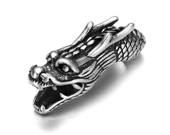 Stainless Steel Bead Tube Dragon, Jewelry Slide Bead, Hole is 6mm