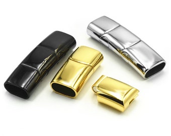 10x5mm/12x6mm Trou de l'Or Noir Acier Inoxydable Fermoir Magnétique Bijoux Connecteurs