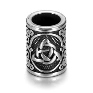 Roestvrijstalen Viking-baardkraal met triquetra en Keltisch knoopwerk, sieradenkralen 6 mm / 8 mm gat