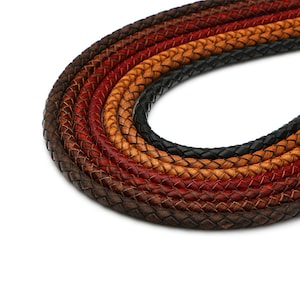 6mm Round Leather Cord , Braided Natural Uninterrupted Cord For Bracelets Making , Men Bracelet Jewelry Craft Making Component