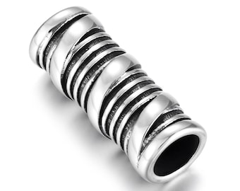 Cylinder Stainless Steel Tube Bead , Jewelry Slide Bead, Hole is 6mm, Sold Individually