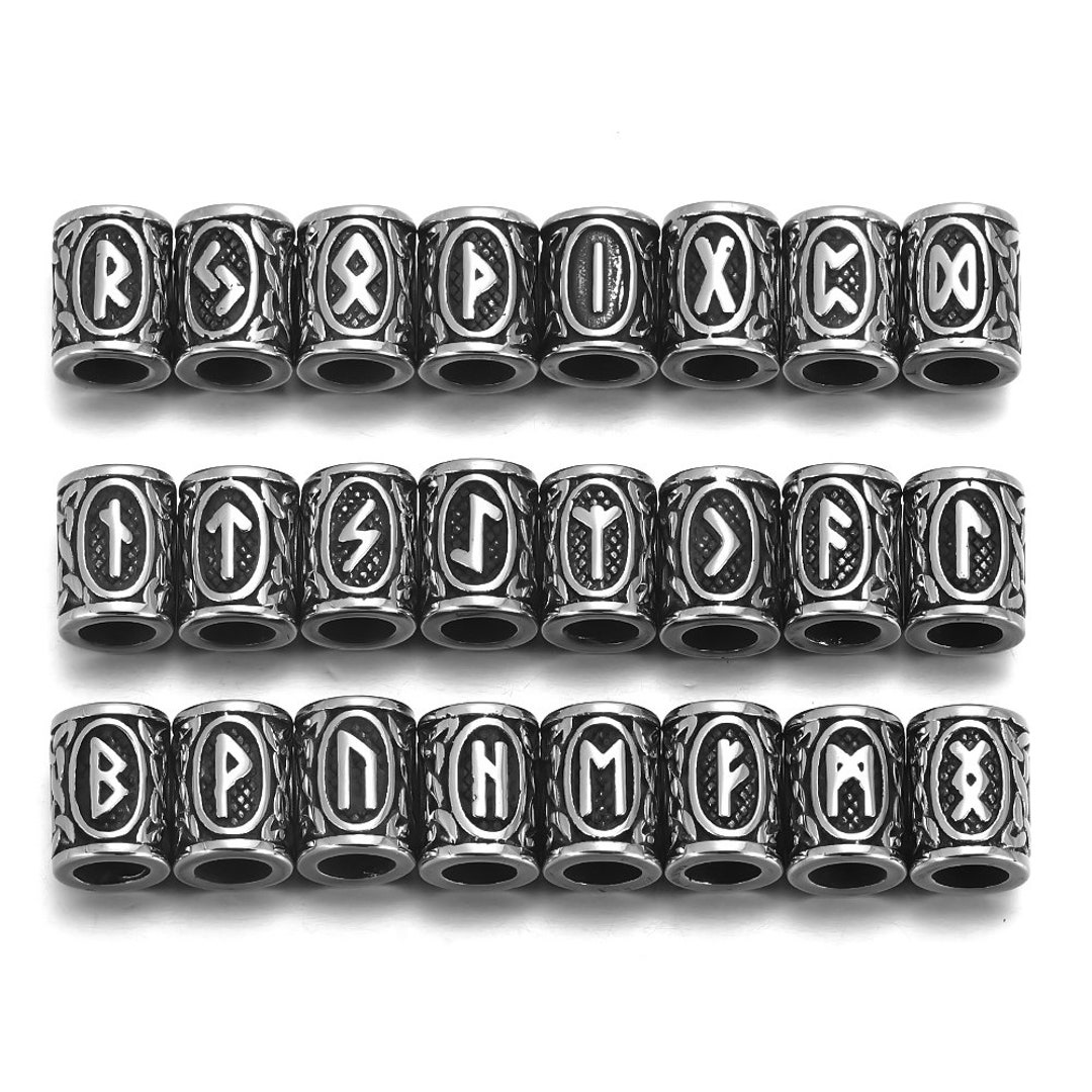 5pcs 316L Stainless Steel Viking Runes Beads for Jewelry Making, Beads ...
