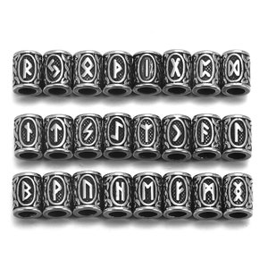 5Stk 316L Edelstahl Wikinger Runen Perlen zur Schmuckherstellung, Perlen für Haar Bart Paracord Lanyards Messer, Schmuck DIY Matel Zubehör