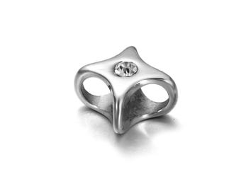 Stainless Steel Spacer Bead for Leather Bracelet Making, Slide Bead, Double Hole is 5mm, Jewelry DIY Accessories, Sold Individually