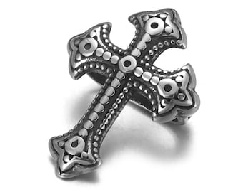 Stainless Steel Cross Bead for 12x6mm Leather Bracelet Making, Slide Bead, Jewelry DIY Accessories, Sold Individually