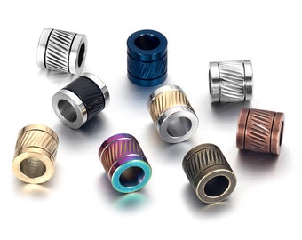 Stainless Steel Cylinder Beads for 6mm Leather Bracelets Making , Hair Beard Paracord Lanyards Knife Beads Accessories