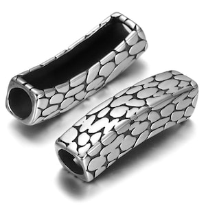Rectangular Tube Stainless Steel Bead , Jewelry Slide Bead, Hole is 6mm