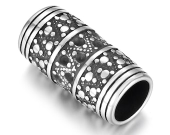 Cylinder Stainless Steel Tube Bead , Bead setting, Jewelry Slide Bead, Hole is 8mm, Sold Individually