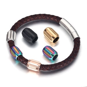 Edelstahl-Zylinderperlen für die 6mm Lederarmbänder machen, Haar Bart Paracord Lanyards Messer Perlen Zubehör