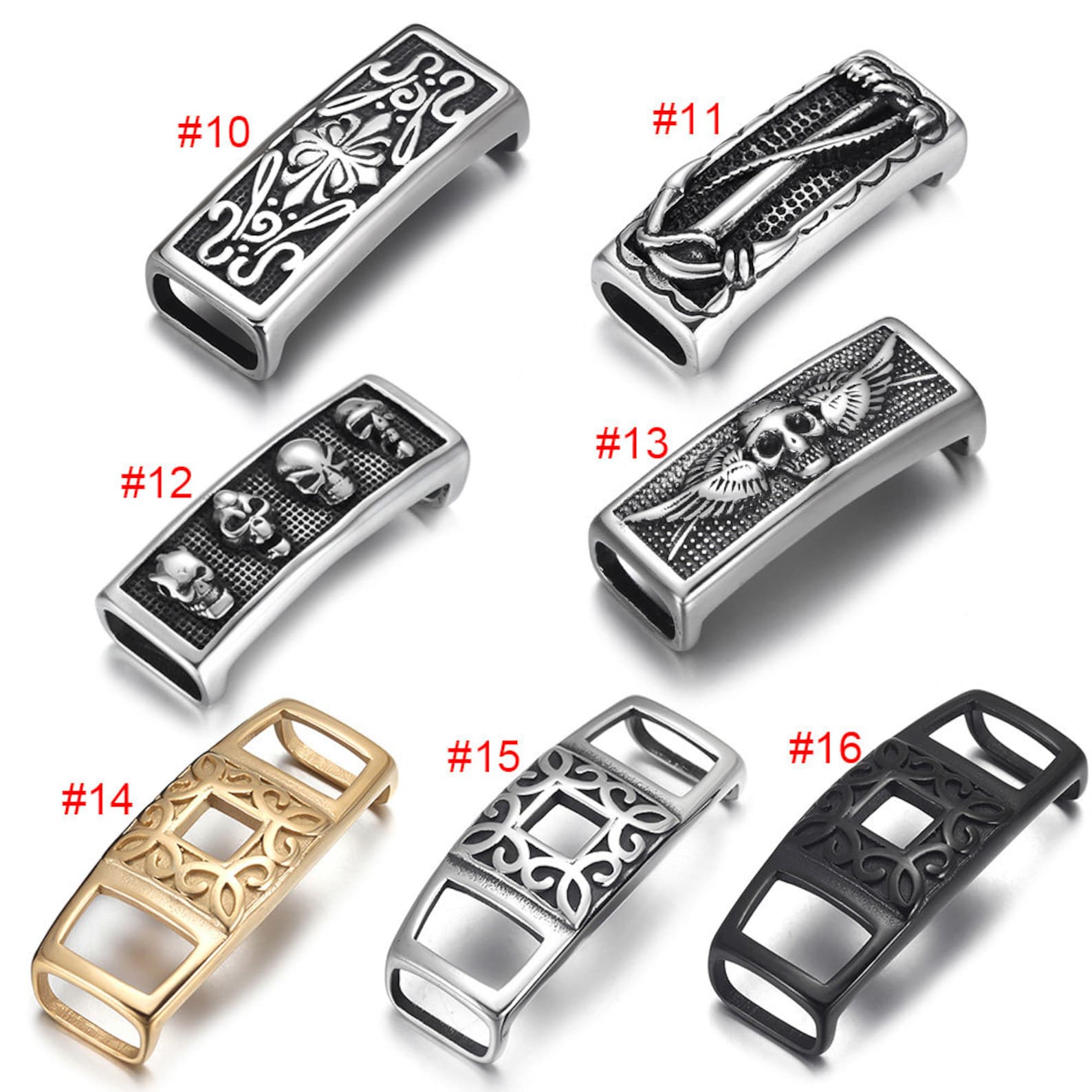 Stainless Steel Patterned Slide Beads Charms Fit 12x6mm - Etsy