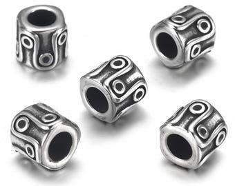 Stainless Steel Beads, Large Hole Beads , 10x10x9mm, 1Pc.