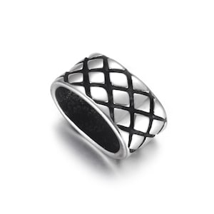 Diamantmönsterpärla i rostfritt stål för tillverkning av läderarmband, glidpärla, hålet är 10 x 5 mm, gör-det-själv-tillbehör, säljs styckvis