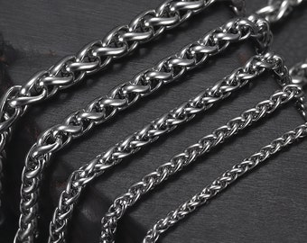 Basic 60cm Stainless Steel Chain Chokers, for Necklace Making , Men Women Metal Jewelry Craft Making Components , Gold Plating , Wheat Chain