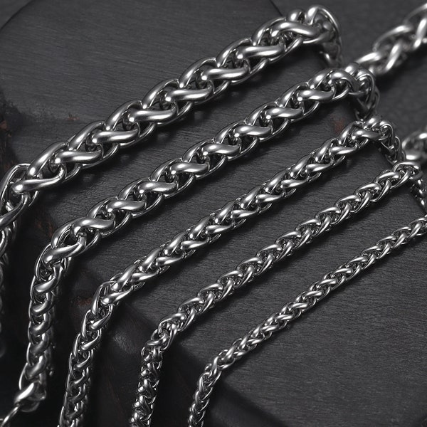 Basic 60cm Stainless Steel Chain Chokers, for Necklace Making , Men Women Metal Jewelry Craft Making Components , Gold Plating , Wheat Chain