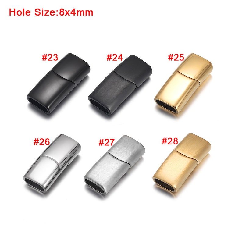 Stainless Steel Magnetic Clasps for Leather Bracelet, 126mm, 10x5mm, 8x4mm Hole, Magnet Clasp Closure DIY Accessories Jewelry Making image 7