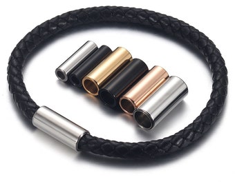 Lot de 5 fermoirs magnétiques en acier inoxydable pour bracelet en cuir, trou de 5 mm 6 mm, fermoir magnétique pour bricolage, accessoires de fabrication de bijoux.