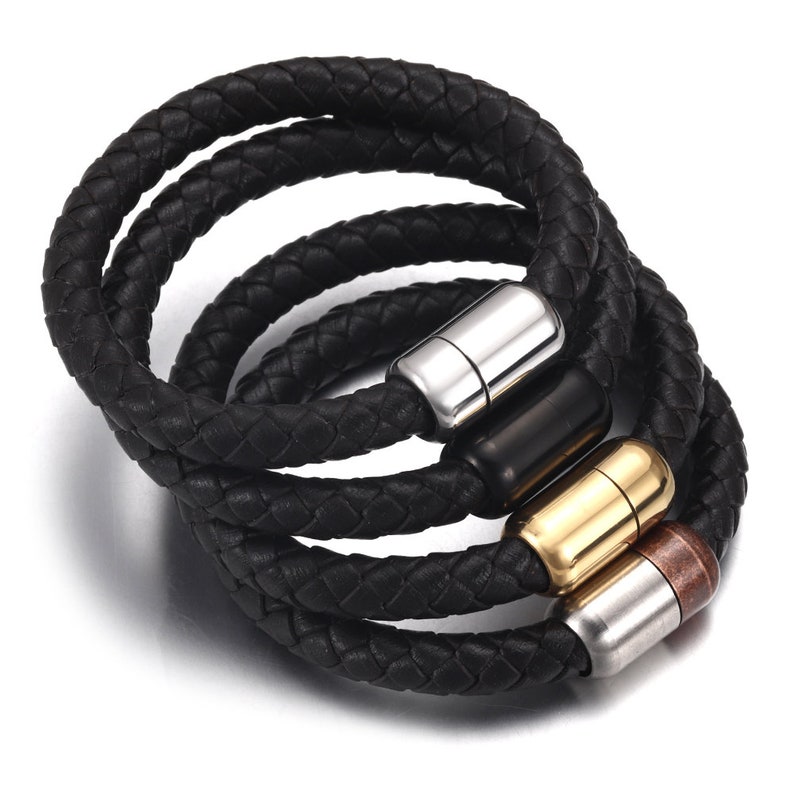 5 Spangen Edelstahl Verschlüsse für Lederarmbänder Herstellung, 3-8mm Loch, Schmuck DIY, Starker Magnetverschluss, Armbänder Zubehör Bild 5