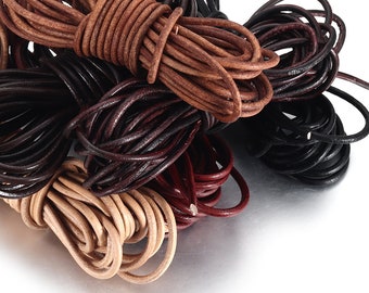 3mm Round Leather Cord , 5 meters Braided Natural Cord For Bracelets Necklace Making , Men Bracelet Jewelry Craft Making Component