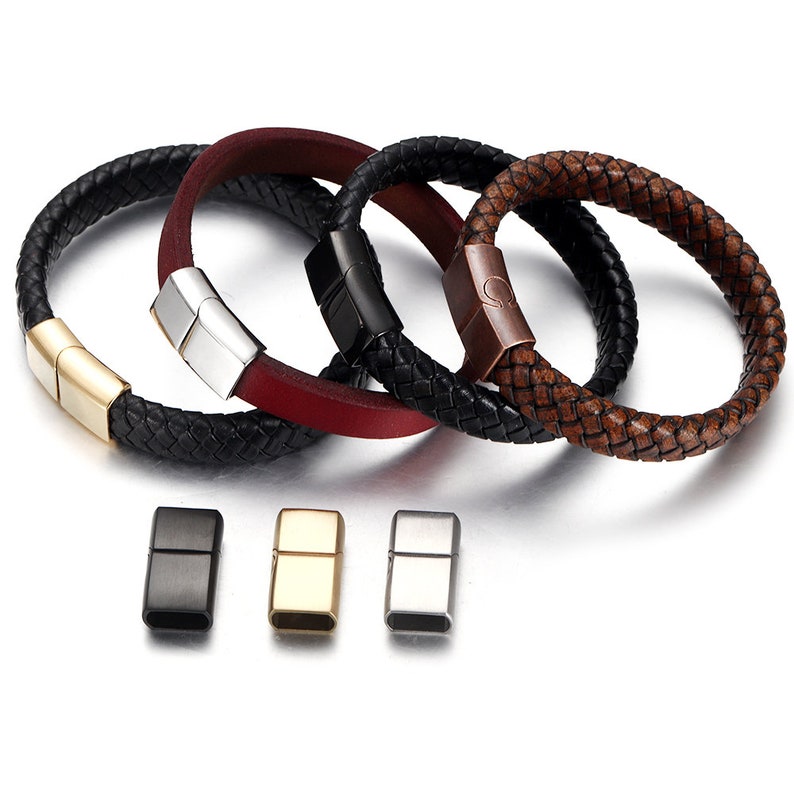 Fermoirs magnétiques en acier inoxydable pour Bracelet en cuir, trou de 126mm, fermeture à fermoir magnétique, accessoires de bricolage, résultats de fabrication de bijoux image 5