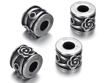Stainless Steel Rose Beads, Large Hole Beads , 13x13x10mm, 1Pc.
