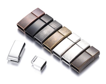 2Sets Fermoirs magnétiques en acier inoxydable pour bracelet en cuir, trou de 12 * 6 mm, fermeture à fermoir magnétique pour bricolage, bijoux faisant des découvertes Accessoires