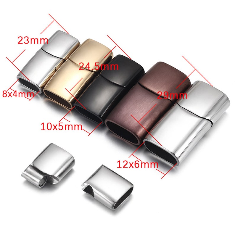 Stainless Steel Magnetic Clasps for Leather Bracelet, 126mm, 10x5mm, 8x4mm Hole, Magnet Clasp Closure DIY Accessories Jewelry Making image 3