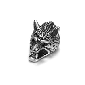 Stainless Steel End Cap Wolf Head for 8mm Cord , End Bead, Sold Individually