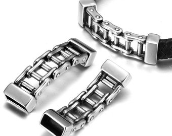 Never Fade Stainless Steel Punk Patterned Connetors , fit 12x6mm (2)6mm Leather Cord Bracelet , Jewelry Making DIY Connect Part Accessories