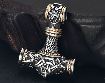 Pendenti da uomo in acciaio inossidabile, ciondolo vichingo placcato oro, solo pendente, accessori per la creazione di gioielli della collana, runa dell'ascia norrena punk