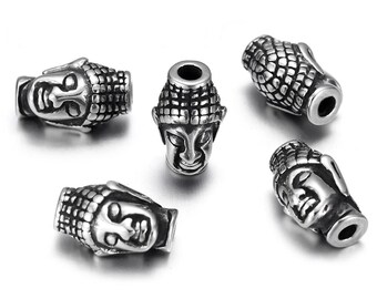 Stainless Steel Buddha Head Beads, 14x10x8mm, 1Pc.