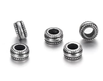 Stainless Steel Spacer Beads, Large Hole Beads , 8x8x5mm, 1Pc.