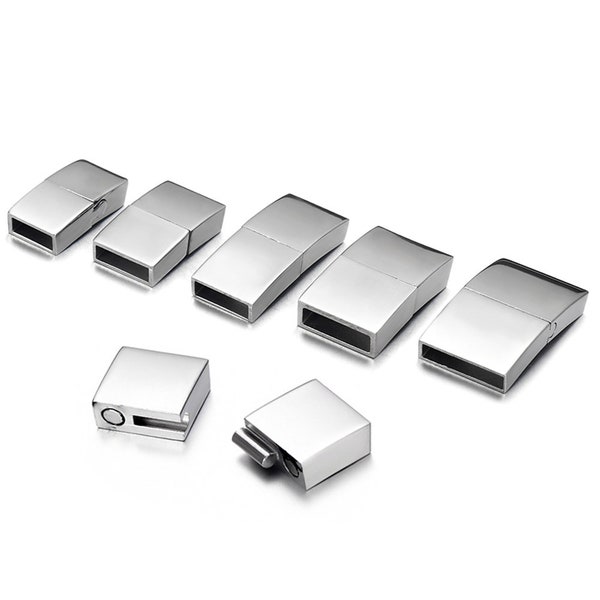 5Clasps Stainless Steel Magnetic Clasps for Leather Bracelet Making, Jewelry DIY Connector Closure Findings, Magnet Closure Accessories