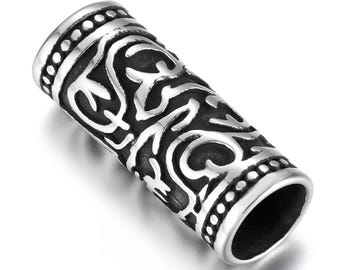 Cylinder Vine Stainless Steel Tube Bead , Jewelry Slide Bead, Hole is 7mm, Sold Individually