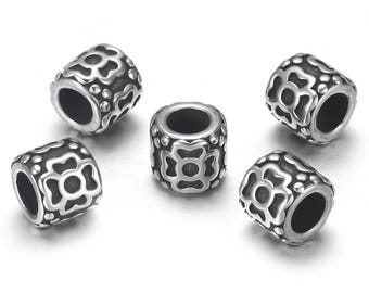 Stainless Steel Beads, Large Hole Beads , 8x9x9mm, 1Pc.