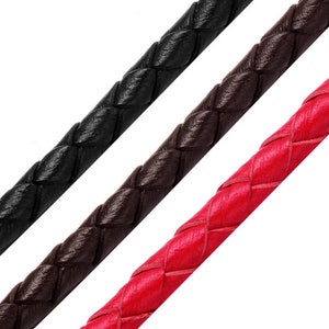 3mm 4mm 5mm 6mm Round Leather Cord , Braided Natural Uninterrupted Cord For Bracelets Making , Men Bracelet Jewelry Craft Making Component
