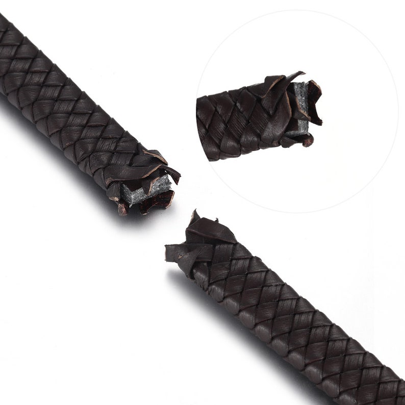 Cordon en cuir plat de 126mm, cordon ininterrompu tressé pour la fabrication de Bracelets, composant de fabrication d'artisanat de bijoux de Bracelet d'hommes image 3