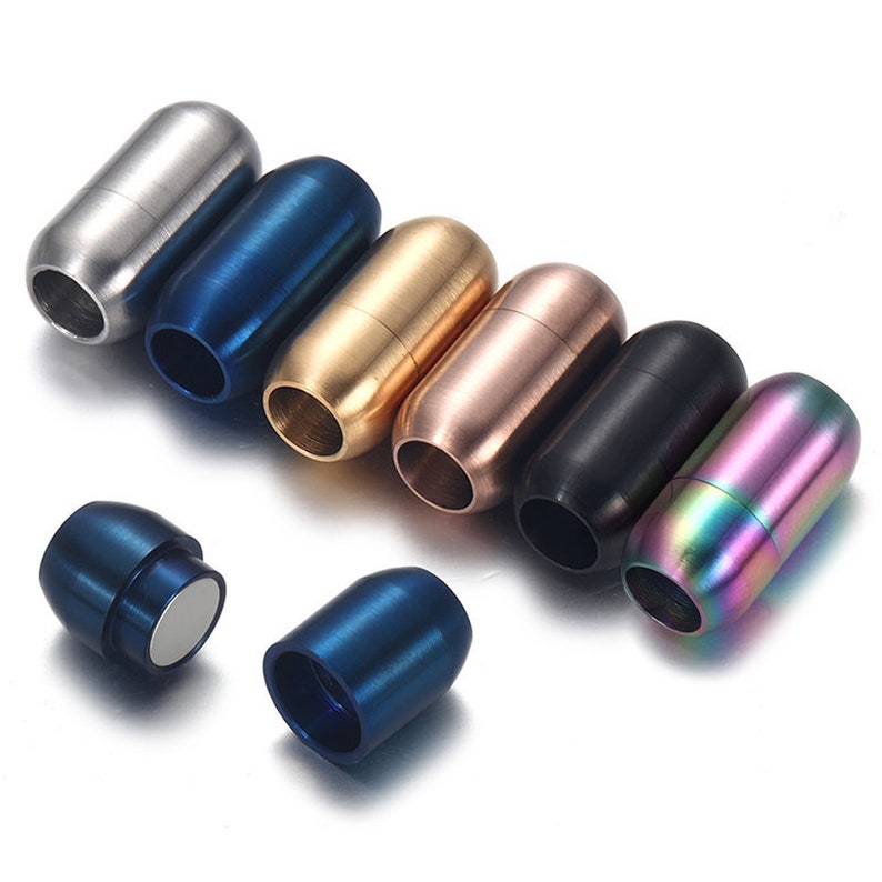 5Clasps Stainless Steel Clasps for Leather Bracelet Making, 3-8mm Hole, Jewelry DIY , Strong Magnet Closure, Bracelets Accessories image 1