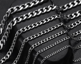 Basic 60cm Stainless Steel Cuba Chain Chokers , for Necklace Making , Men Women Metal Jewelry Craft Making Components , Necklace Cuban Chain