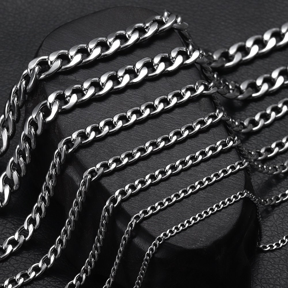 Basic 60cm Stainless Steel Cuba Chain Chokers , for Necklace Making ...