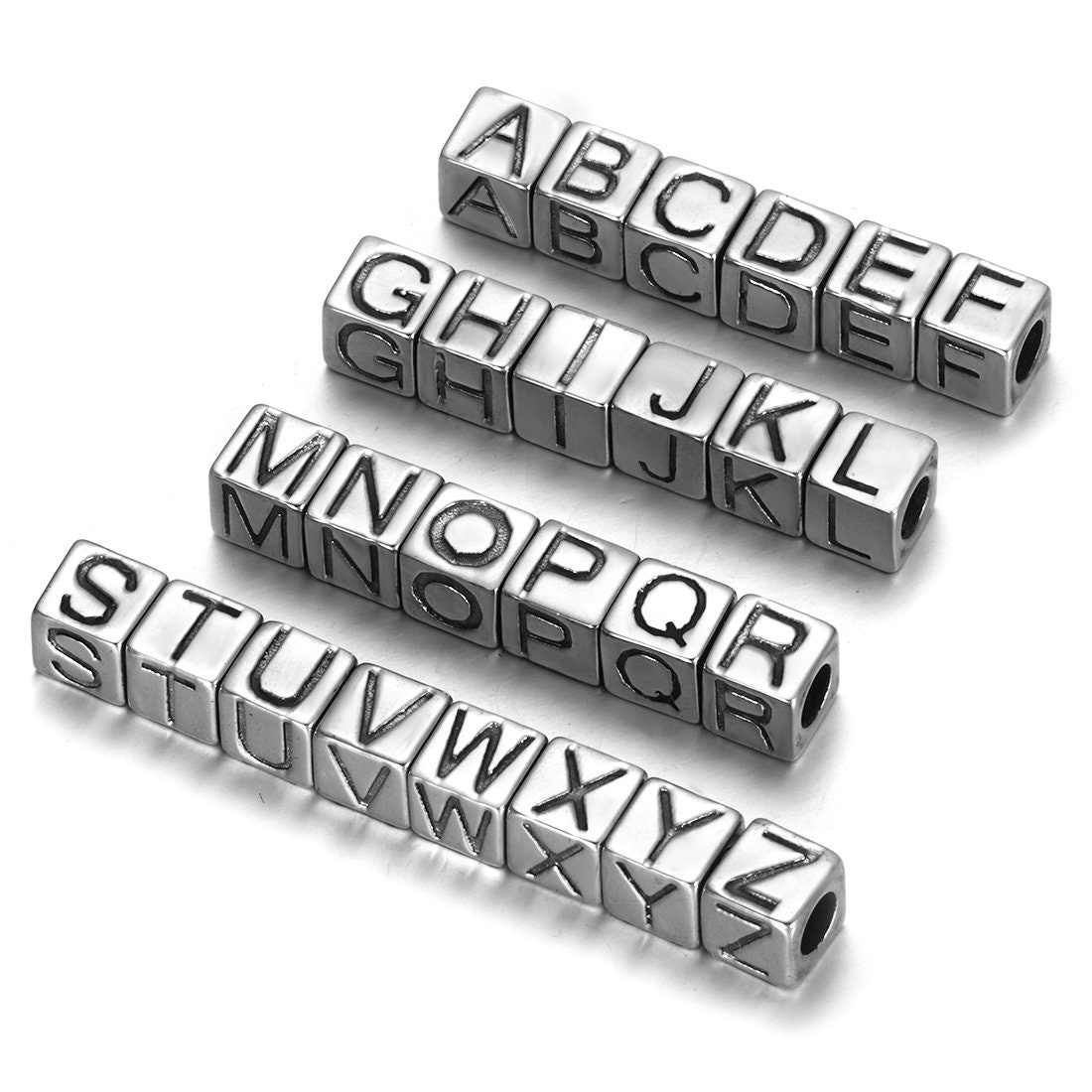 UNICRAFTALE 30pcs 304 Stainless Steel Square Letter Slide Charms