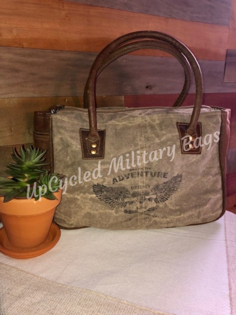 Upcycled Military Canvas Tote of Repurposed Military Tent Etsy