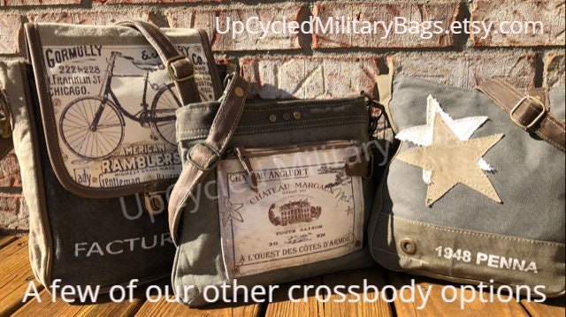 Small Floral Passport Canvas Crossbody Bag Upcycled from Military Canvas Perfect for Travel Festivals Concerts or A Small Crossbody Gift