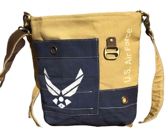 Canvas and Cowhide with Leather Star Shoulder Bag or Small Tote – Recycled  Military Bags