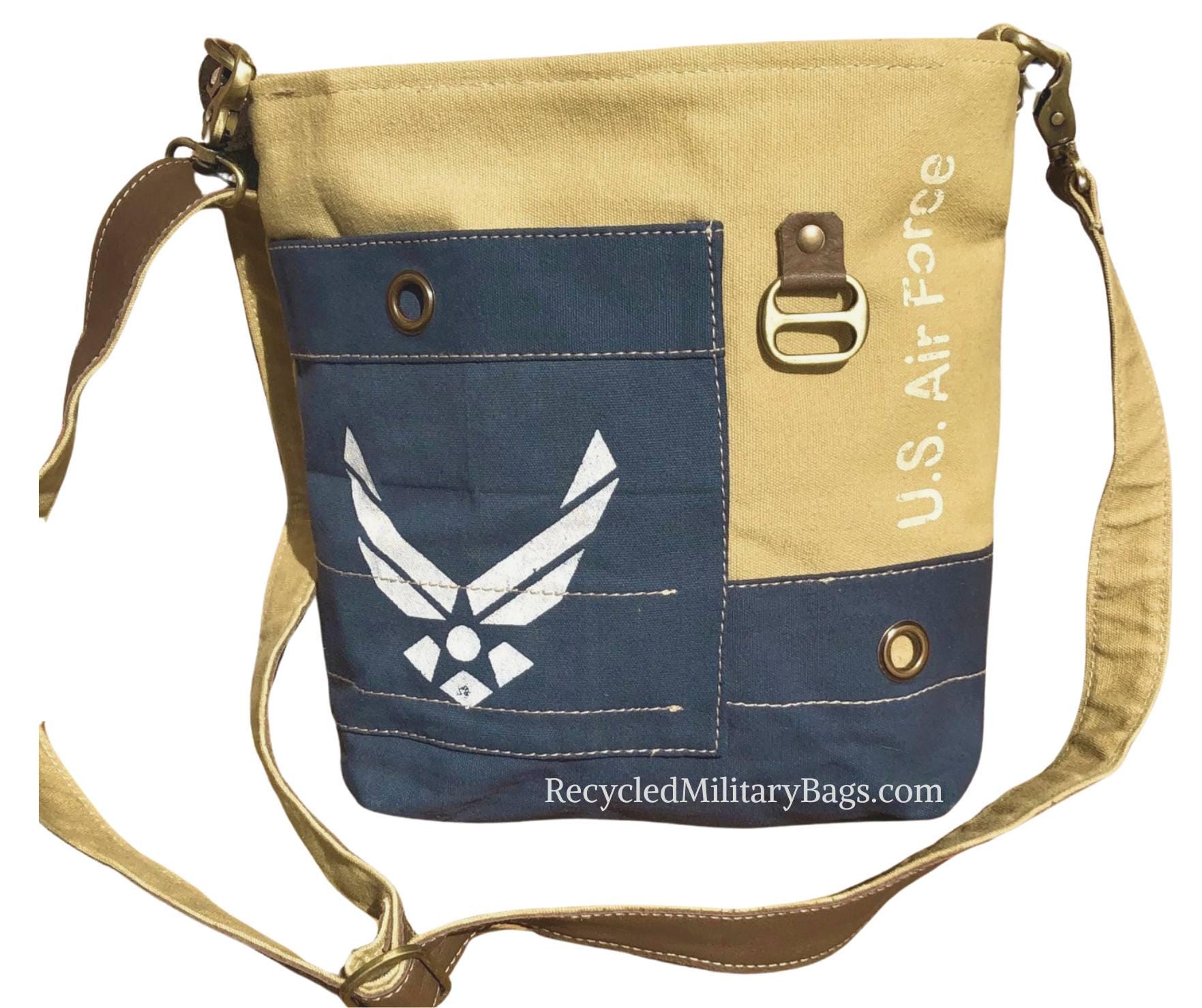 US Air Force Crossbody Bag: Sustainable Upcycled Military Canvas