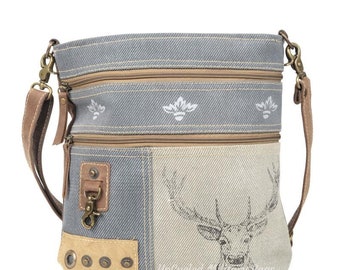 Deer Canvas Crossbody Shoulder Bag Purse Sustainable Repurposed Military eco-friendly Canvas Military Mom, Military Wife or Veteran Gift