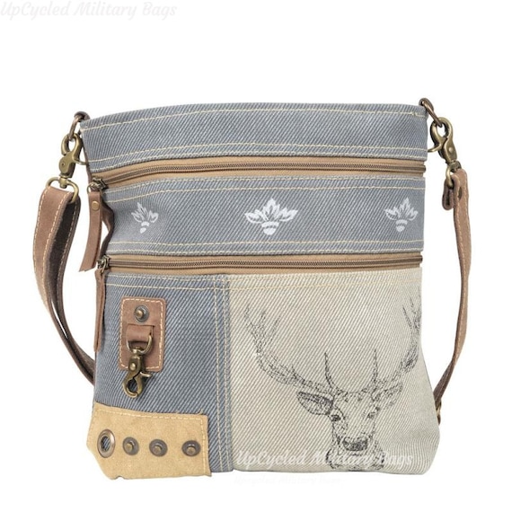 Deer Canvas Crossbody Shoulder Bag Purse Sustainable Repurposed Military Eco friendly Canvas Military Mom Military Wife or Veteran Gift Etsy