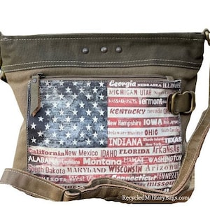 Patriotic Purse USA American Flag Stars and Stripes Crossbody Bag * Each of the United States Names American Pride Shoulder Bag Great Gift!