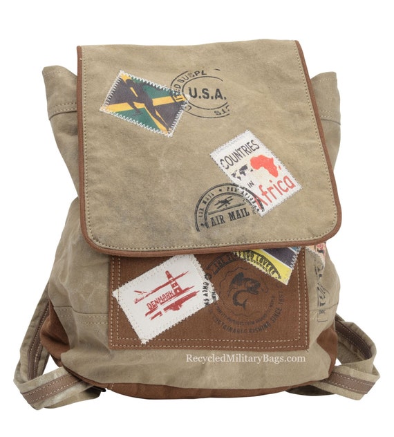 Eco-Friendly Handmade Recycled Canvas Backpack with Vintage Charm Recycled Backpack - Etsy main image 4