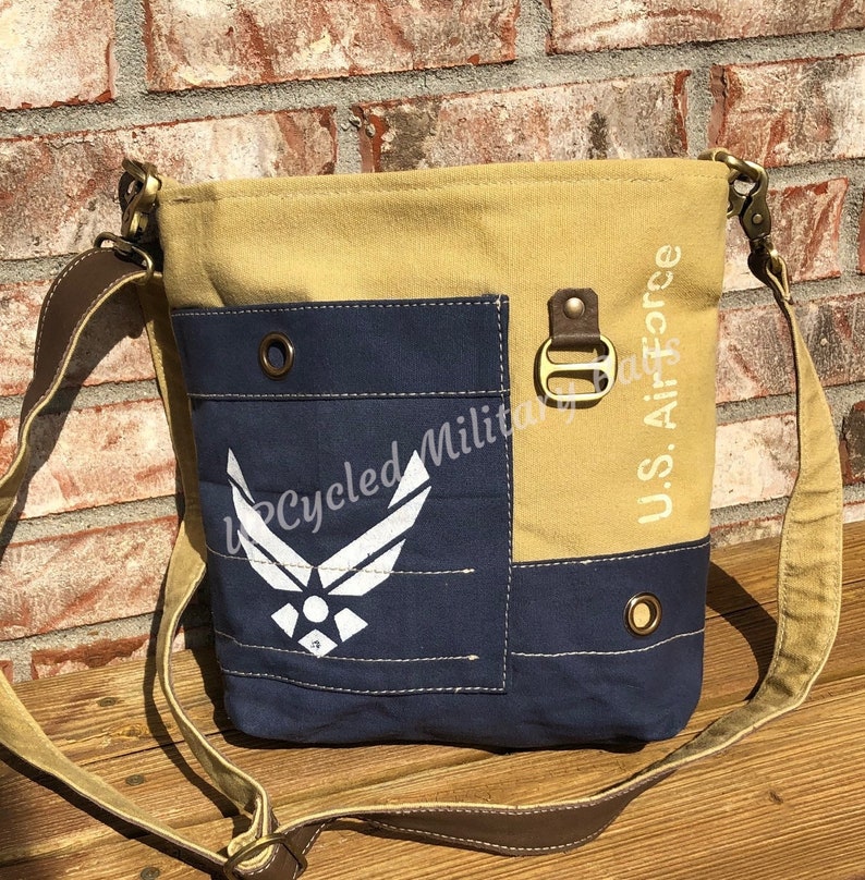 US Air Force Repurposed Military Canvas Crossbody Bag UpCycled Military Tent Canvas Air Force Mom Air Force Wife Air Force Purse Great Gift image 5