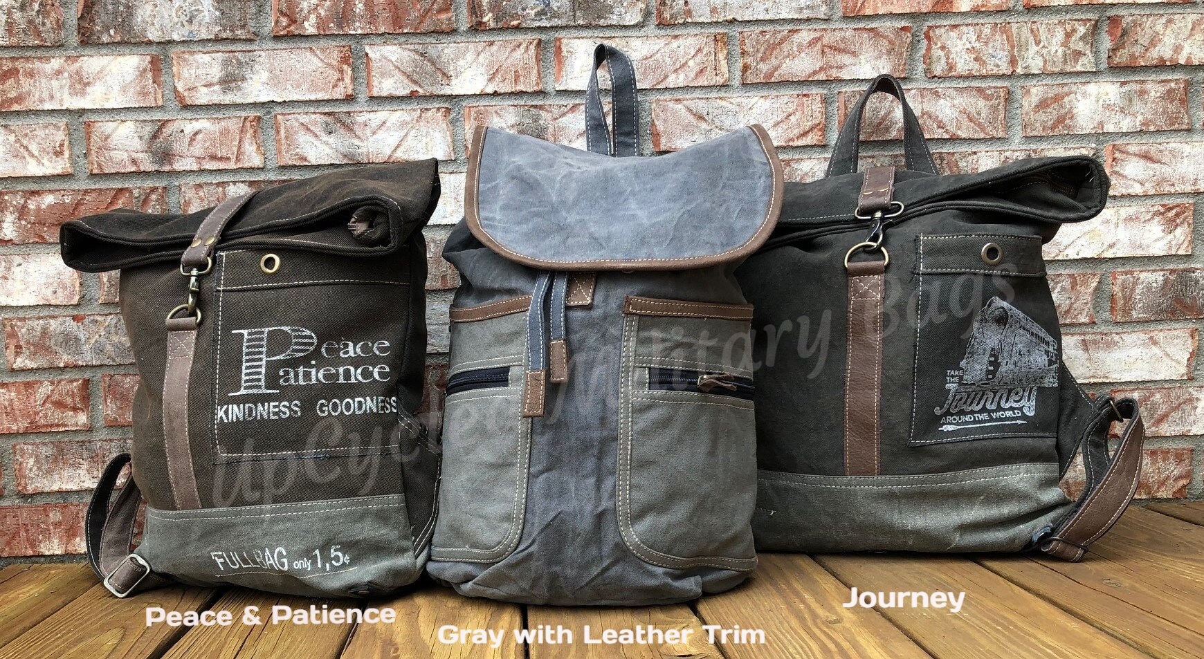 Upcycled Vintage-Inspired Roll Top Military Canvas Backpack Recycled Military Tent Backpack - US NAVY - Vintage Addiction main image 4
